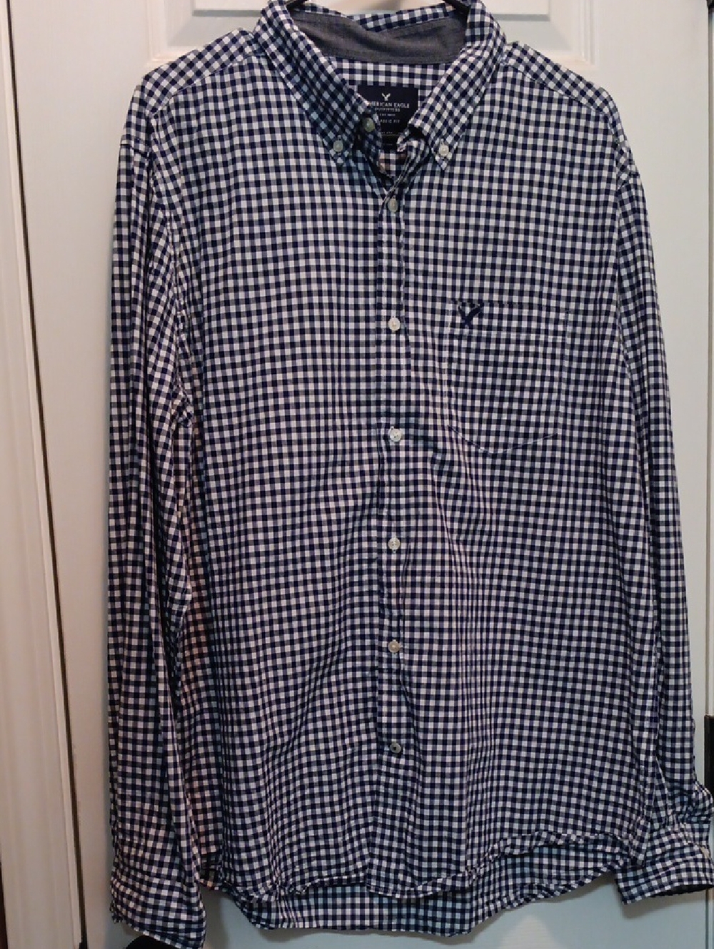 American Eagle Outfitters Navy & White Gingham Button-Down Shirt